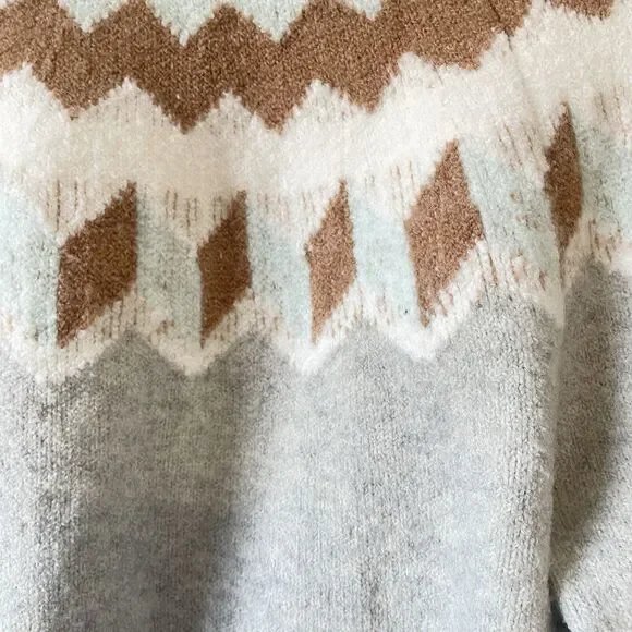 J. Crew Women’s Fair Isle Turtleneck  Sweater L Wool Alpaca Blend Cozy Soft - Picture 3 of 11